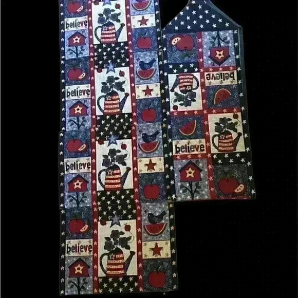 VTG #believe #primitive #patriotic #americanflag runner and place mats - Picture 2 of 4